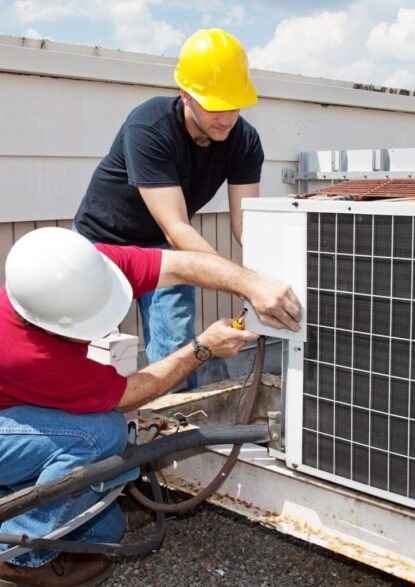 Two tradesmen provides air conditioning repairs and servicing in newcastle new south wales